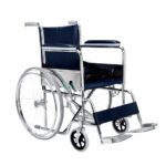 SILLA DE RUEDAS ESTANDAR DE ACERO CROMADO MARROQUI AZUL